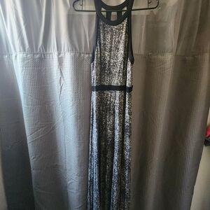 Silence + Noise Black and Silver Halter Dress